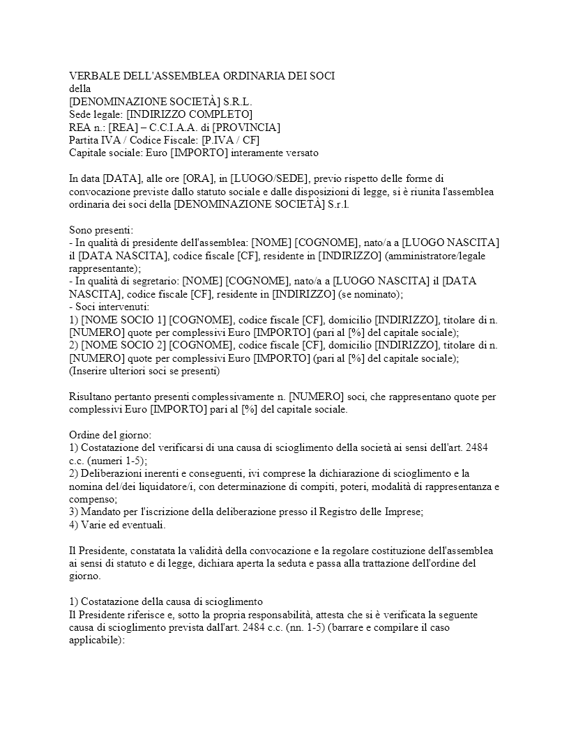 Verbale scioglimento SRL senza notaio